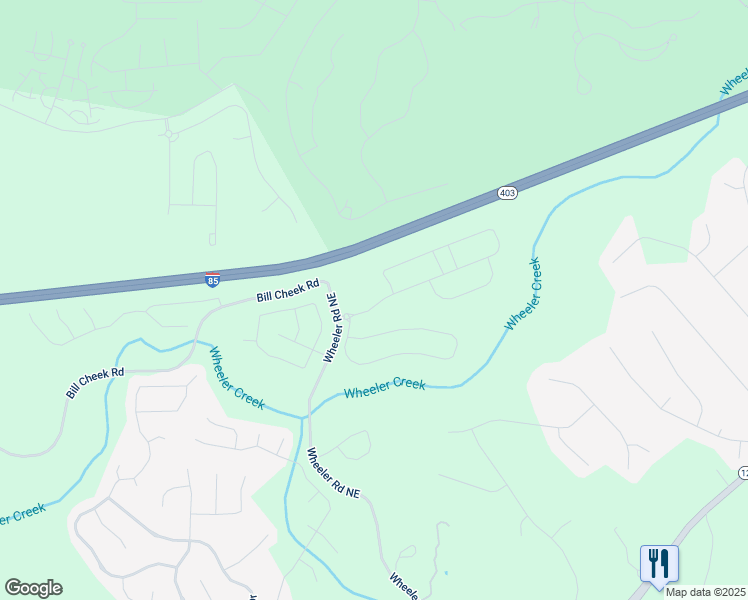 map of restaurants, bars, coffee shops, grocery stores, and more near 5460 Wheeler Ridge Road in Auburn