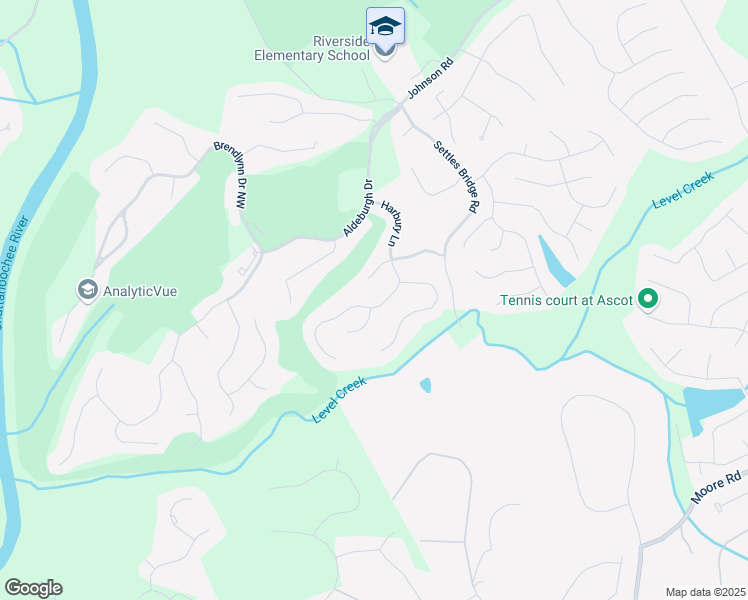 map of restaurants, bars, coffee shops, grocery stores, and more near 5260 Harbury Lane in Suwanee