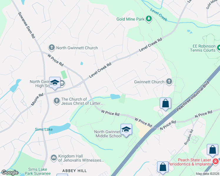 map of restaurants, bars, coffee shops, grocery stores, and more near 4720 Allison Drive in Sugar Hill