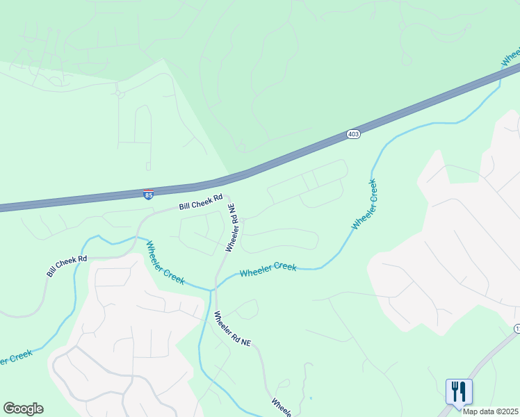 map of restaurants, bars, coffee shops, grocery stores, and more near 5460 Wheeler Ridge Road in Auburn