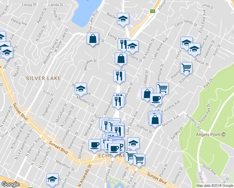 map of restaurants, bars, coffee shops, grocery stores, and more near 1679 Highway 2 in Los Angeles