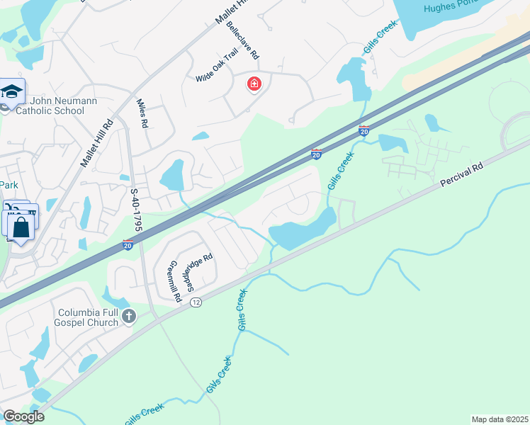 map of restaurants, bars, coffee shops, grocery stores, and more near 347 Marsh Deer Way in Columbia