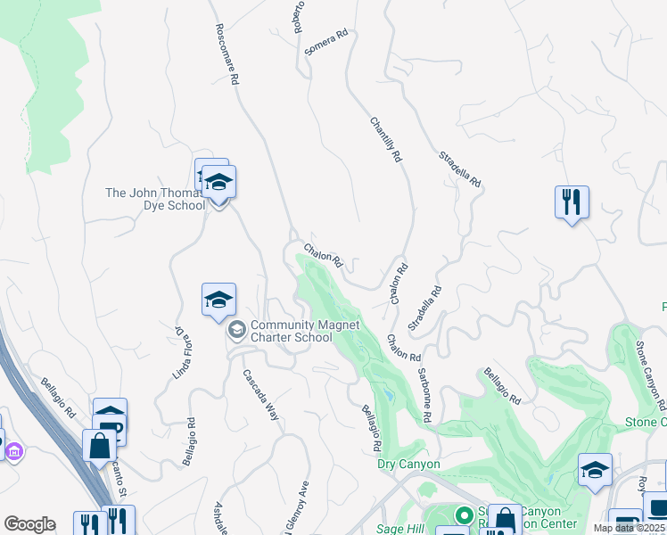 map of restaurants, bars, coffee shops, grocery stores, and more near 10936 Chalon Road in Los Angeles