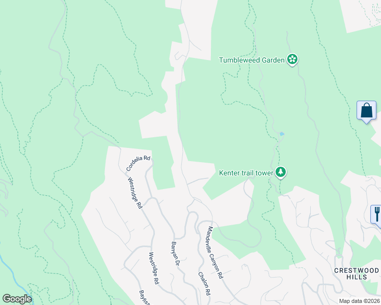 map of restaurants, bars, coffee shops, grocery stores, and more near 2600 Mandeville Canyon Road in Los Angeles