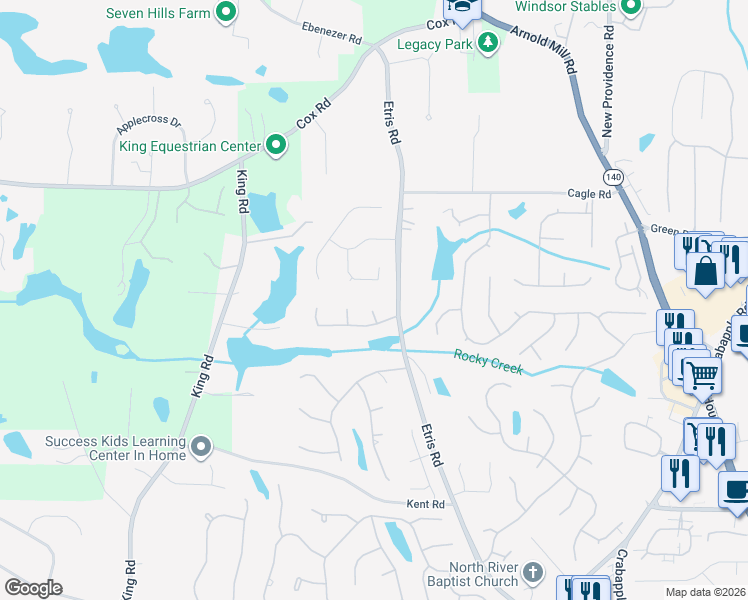 map of restaurants, bars, coffee shops, grocery stores, and more near 405 Hamilton Gates Trace in Roswell