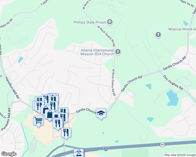 map of restaurants, bars, coffee shops, grocery stores, and more near 3707 Woodoats Circle in Buford