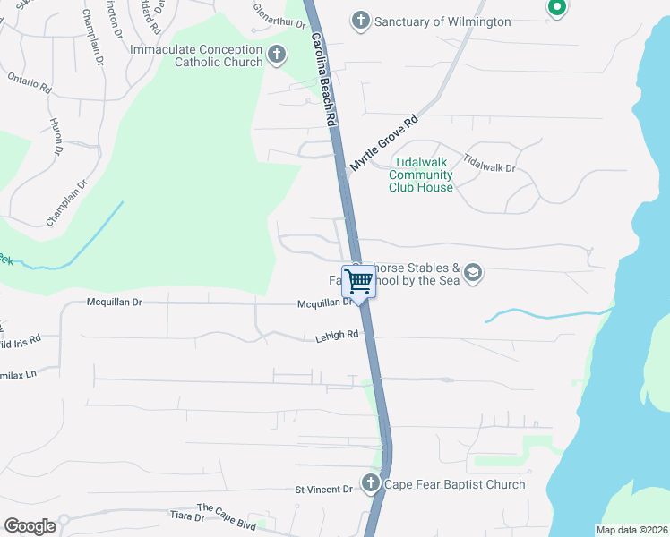 map of restaurants, bars, coffee shops, grocery stores, and more near 6920 Southern Exposure in Wilmington