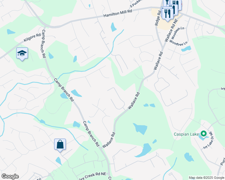 map of restaurants, bars, coffee shops, grocery stores, and more near 3248 Aberrone Place in Buford