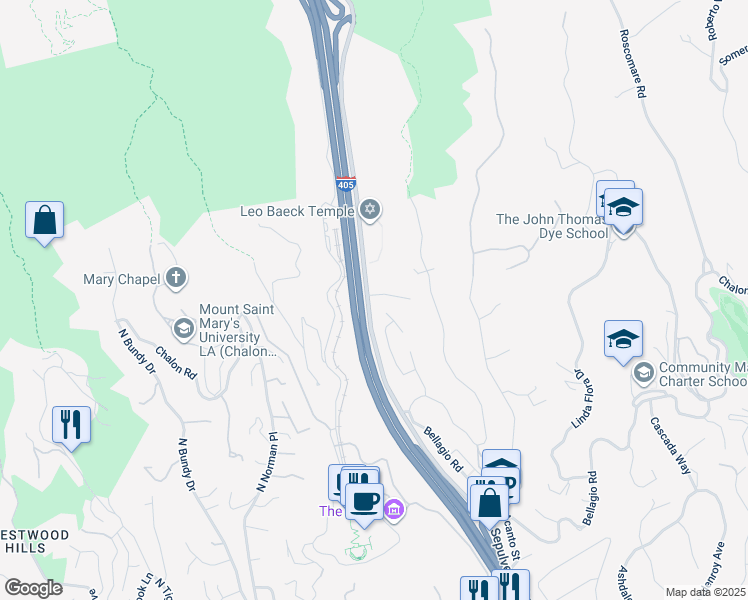map of restaurants, bars, coffee shops, grocery stores, and more near 1216 North Sepulveda Boulevard in Los Angeles