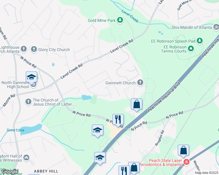 map of restaurants, bars, coffee shops, grocery stores, and more near 4679 Kiplin Lake Court Northeast in Sugar Hill