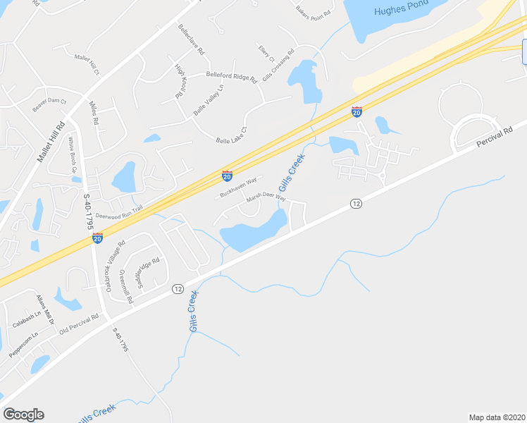 map of restaurants, bars, coffee shops, grocery stores, and more near 18 Buck Ridge Drive in Columbia