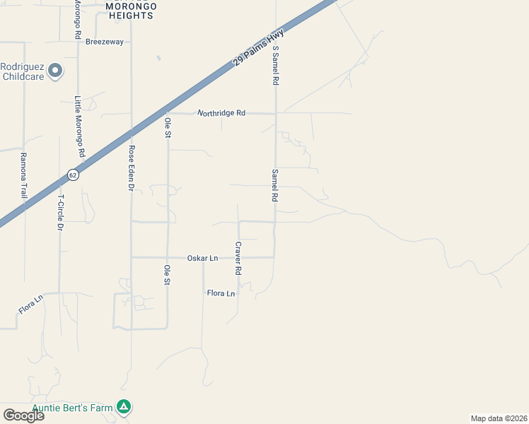 map of restaurants, bars, coffee shops, grocery stores, and more near 9130 Samel Road in Morongo Valley