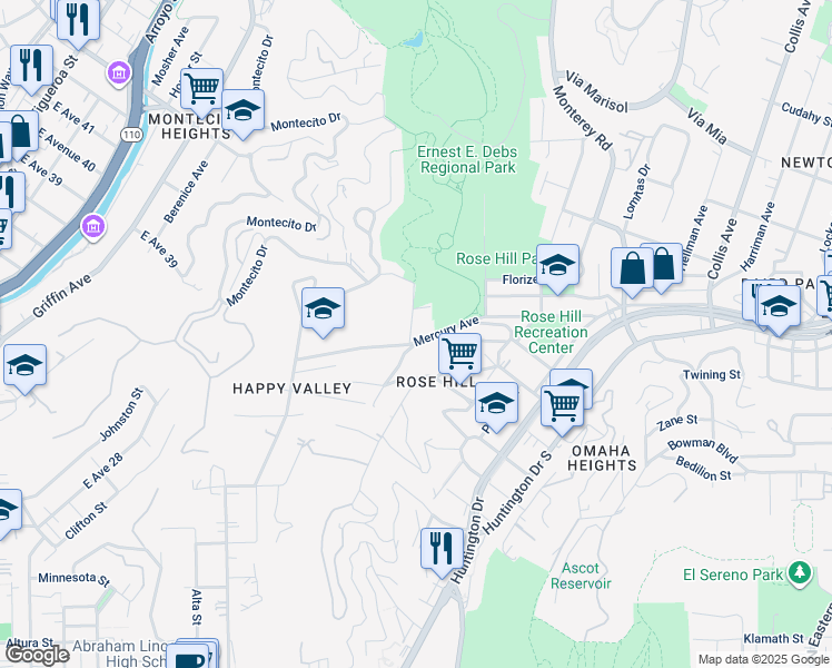 map of restaurants, bars, coffee shops, grocery stores, and more near 4205 Mercury Avenue in Los Angeles