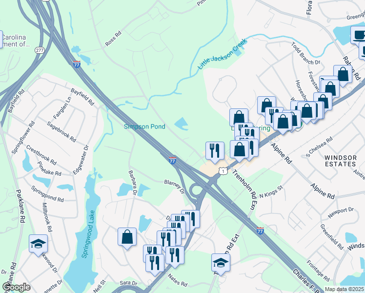 map of restaurants, bars, coffee shops, grocery stores, and more near 1645 Legrand Road in Columbia
