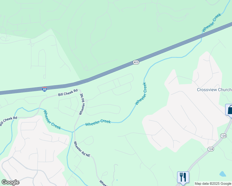 map of restaurants, bars, coffee shops, grocery stores, and more near 5580 Wheeler Ridge Road in Auburn