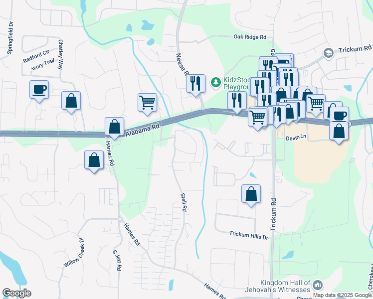 map of restaurants, bars, coffee shops, grocery stores, and more near 313 2nd Street in Woodstock