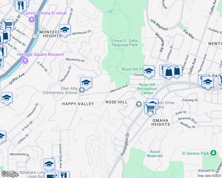 map of restaurants, bars, coffee shops, grocery stores, and more near 4205 Mercury Avenue in Los Angeles