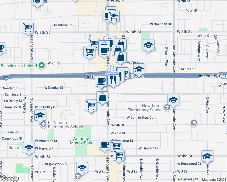 map of restaurants, bars, coffee shops, grocery stores, and more near in Ontario