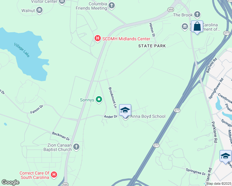 map of restaurants, bars, coffee shops, grocery stores, and more near 8064 Brookmont Lane in Columbia