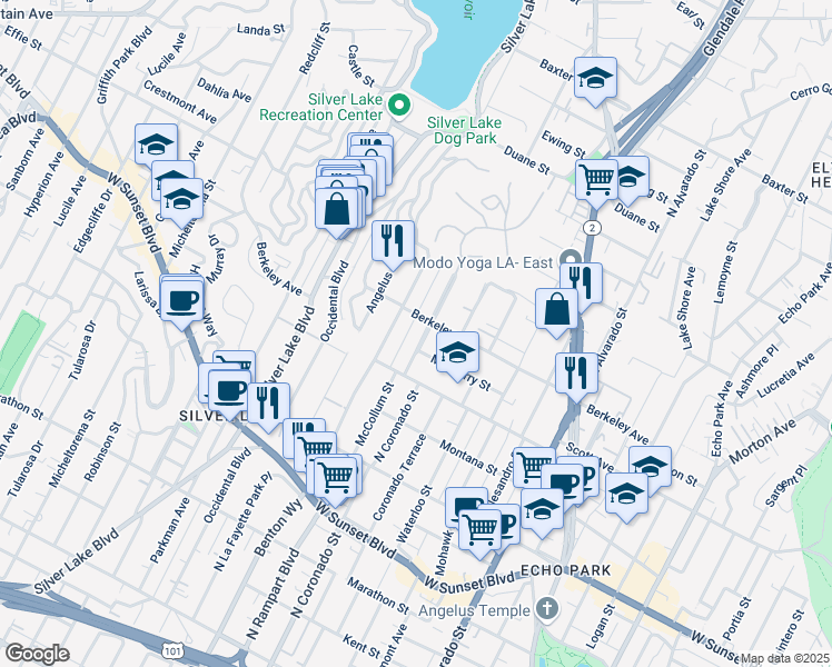 map of restaurants, bars, coffee shops, grocery stores, and more near in Los Angeles