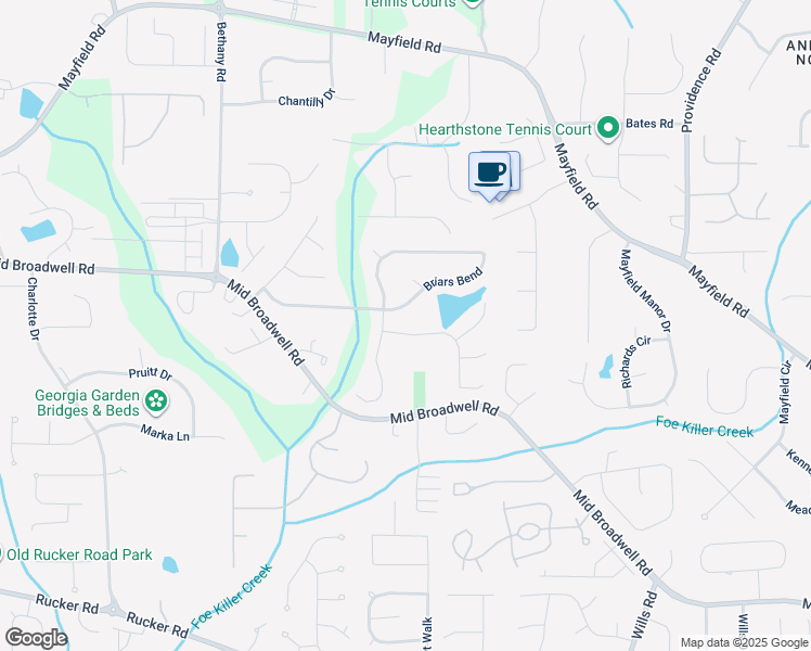 map of restaurants, bars, coffee shops, grocery stores, and more near 605 Briars Bend in Alpharetta