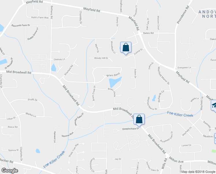 map of restaurants, bars, coffee shops, grocery stores, and more near 1550 Briers Chute in Alpharetta