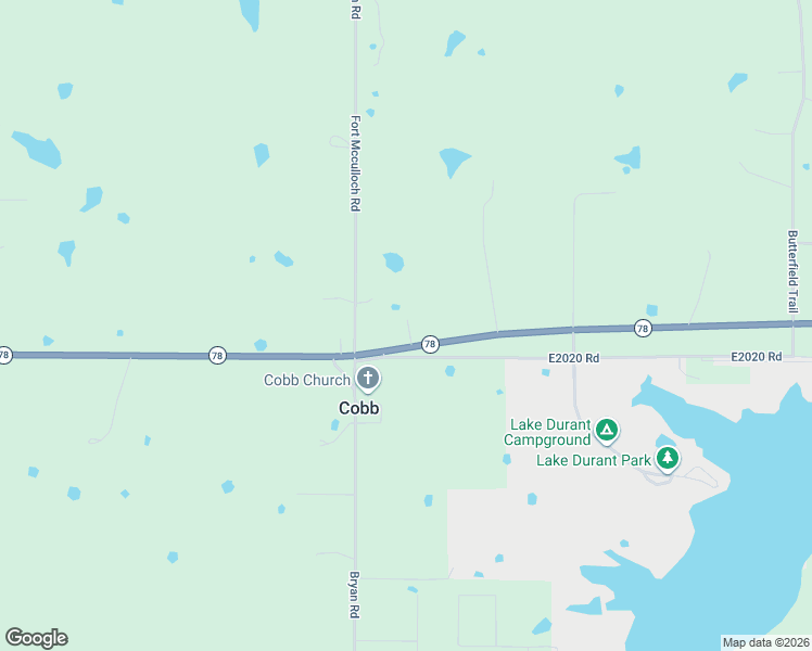 map of restaurants, bars, coffee shops, grocery stores, and more near 35442 Oklahoma 78 in Durant