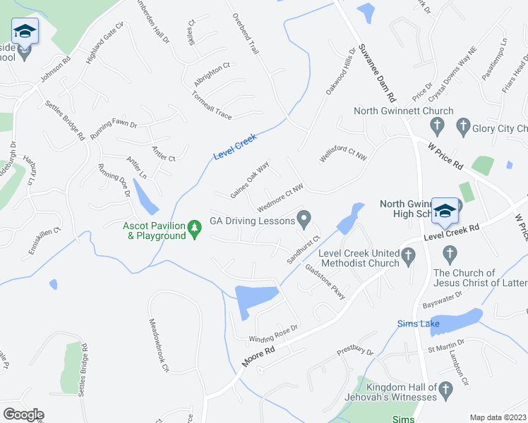 map of restaurants, bars, coffee shops, grocery stores, and more near 344 Wedmore Court Northwest in Suwanee