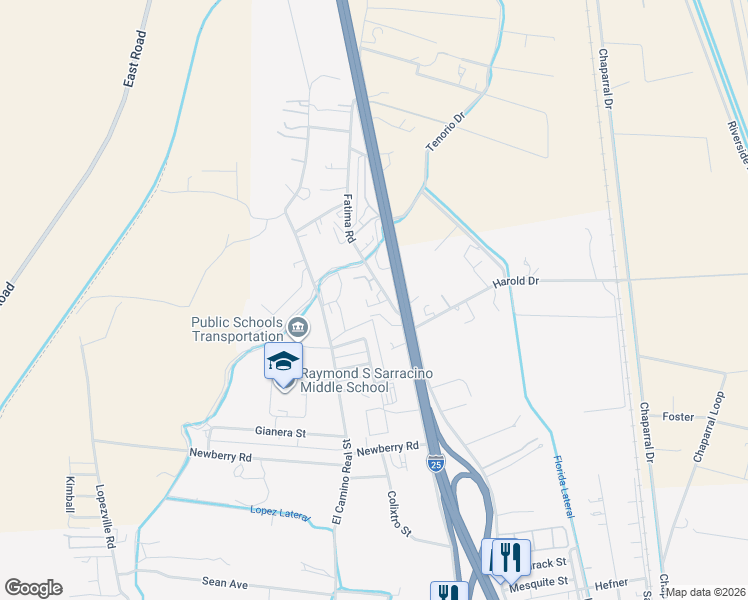 map of restaurants, bars, coffee shops, grocery stores, and more near 1457-1461 Fatima Rd in Socorro
