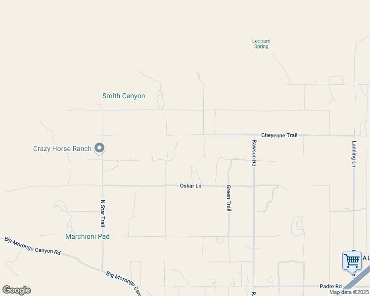 map of restaurants, bars, coffee shops, grocery stores, and more near 50819 Cheyenne Trail in Morongo Valley