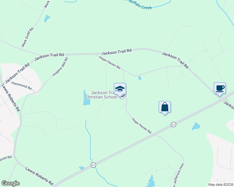 map of restaurants, bars, coffee shops, grocery stores, and more near 69 Jessies Way in Jefferson