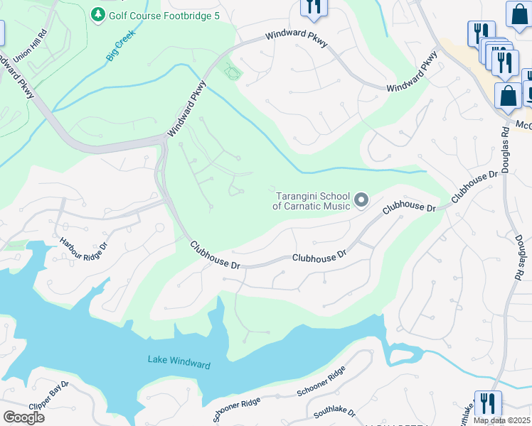 map of restaurants, bars, coffee shops, grocery stores, and more near 335 Beacons Place in Alpharetta