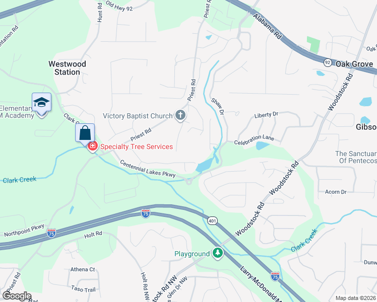 map of restaurants, bars, coffee shops, grocery stores, and more near 293 Johnson Dupree Court in Acworth