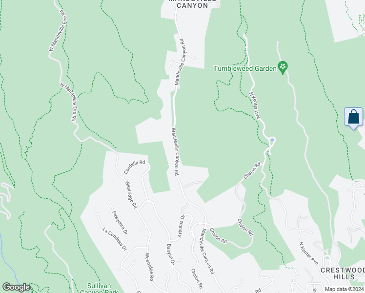 map of restaurants, bars, coffee shops, grocery stores, and more near 2628 Mandeville Canyon Road in Los Angeles