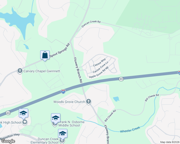 map of restaurants, bars, coffee shops, grocery stores, and more near 2006 Barberry Drive in Buford