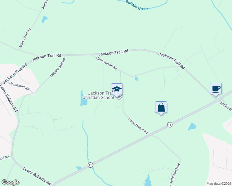 map of restaurants, bars, coffee shops, grocery stores, and more near 69 Jessies Way in Jefferson