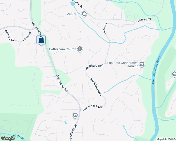 map of restaurants, bars, coffee shops, grocery stores, and more near 5960 Olde Atlanta Parkway in Suwanee