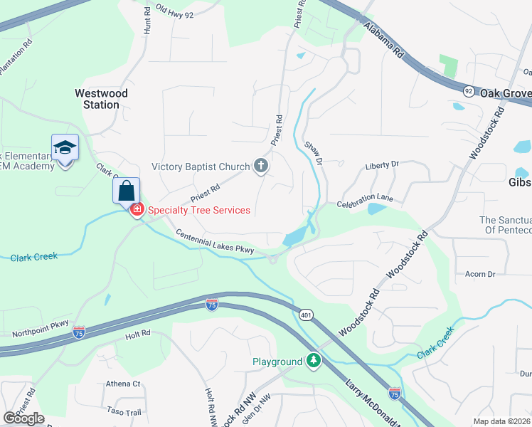 map of restaurants, bars, coffee shops, grocery stores, and more near 293 Johnson Dupree Court in Acworth