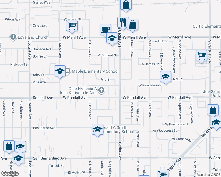 map of restaurants, bars, coffee shops, grocery stores, and more near 839 South Aspen Avenue in Bloomington