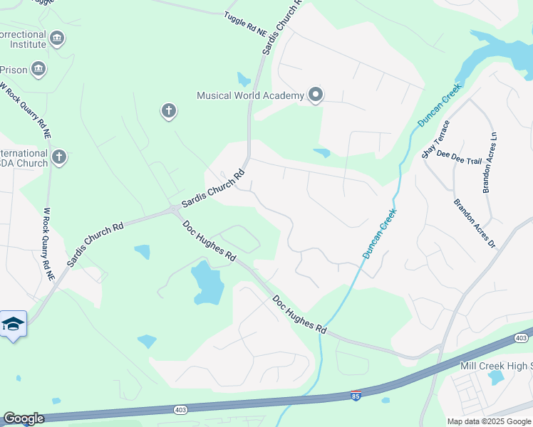 map of restaurants, bars, coffee shops, grocery stores, and more near 2540 Hamilton Parc Lane Northeast in Buford