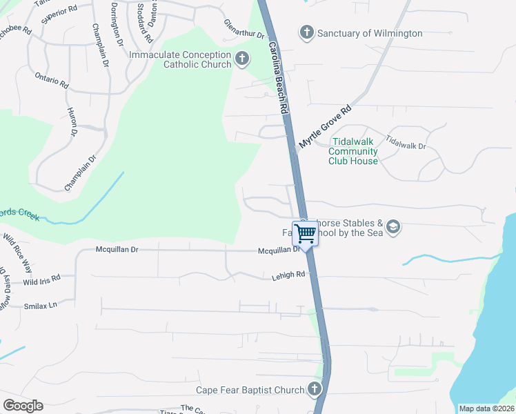 map of restaurants, bars, coffee shops, grocery stores, and more near 815 Southern Charm Drive in Wilmington