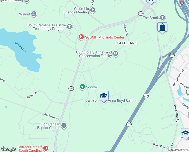 map of restaurants, bars, coffee shops, grocery stores, and more near 8064 Brookmont Lane in Columbia