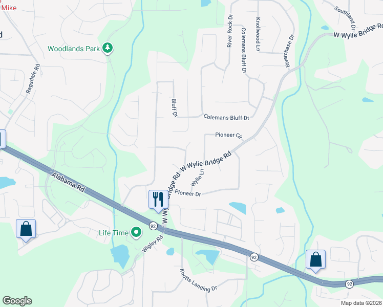 map of restaurants, bars, coffee shops, grocery stores, and more near 606 Beau Lane in Woodstock