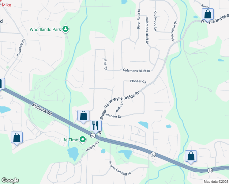 map of restaurants, bars, coffee shops, grocery stores, and more near 606 Beau Lane in Woodstock