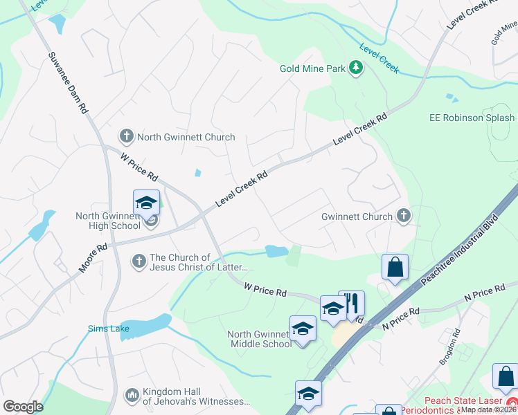 map of restaurants, bars, coffee shops, grocery stores, and more near 4800 Allison Drive in Sugar Hill