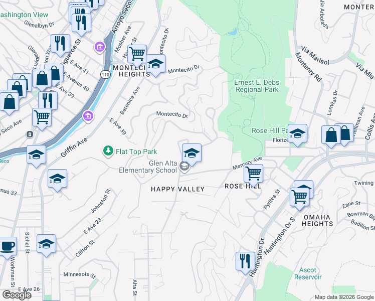 map of restaurants, bars, coffee shops, grocery stores, and more near 3750 Roberta Street in Los Angeles