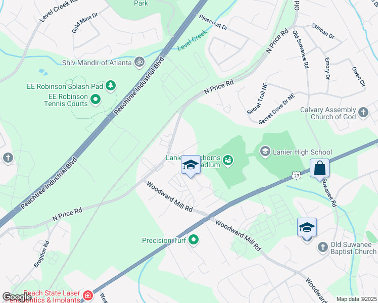 map of restaurants, bars, coffee shops, grocery stores, and more near 711 North Price Road in Sugar Hill