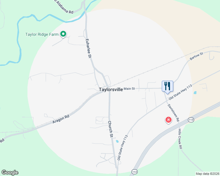map of restaurants, bars, coffee shops, grocery stores, and more near in Taylorsville