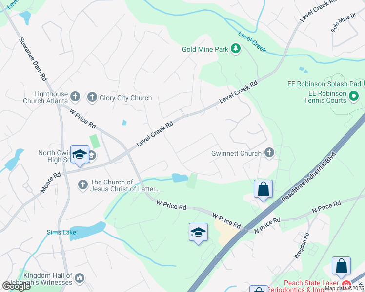 map of restaurants, bars, coffee shops, grocery stores, and more near 220 Chandler Court in Buford
