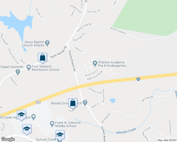 map of restaurants, bars, coffee shops, grocery stores, and more near 2039 Barberry Drive in Buford